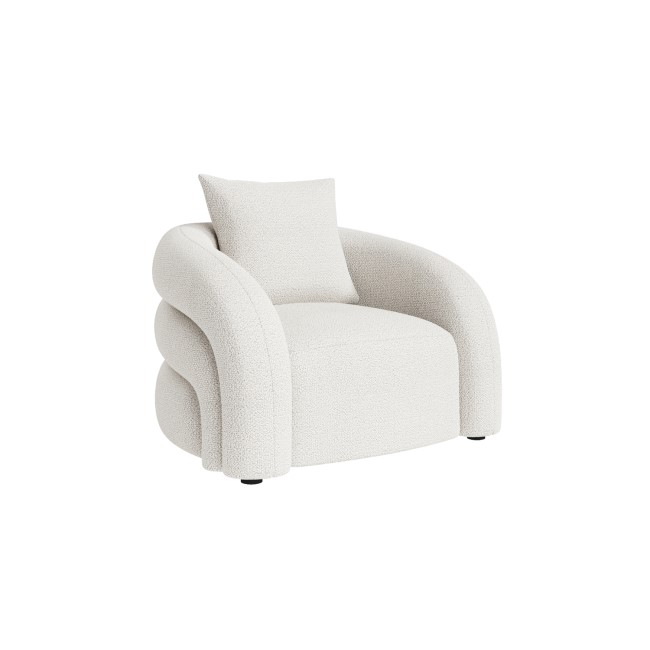 Cream Boucle Armchair with Cushion - Zuri