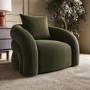 Green Velvet Armchair with Cushion - Zuri