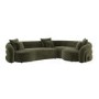 Green Velvet Right Hand Facing 4 Seater Curved Corner Sofa - Zuri