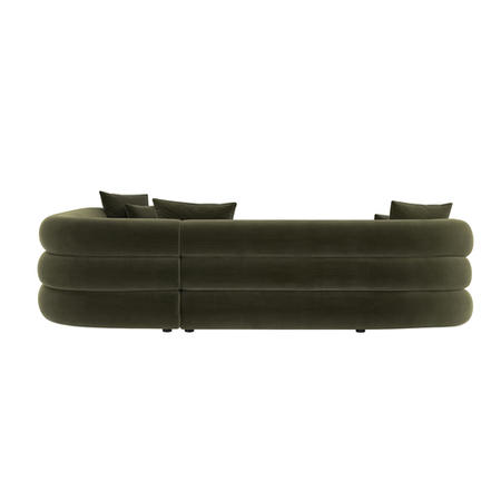 Green Velvet Right Hand Facing 4 Seater Curved Corner Sofa - Zuri