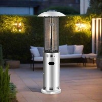 electriQ Outdoor Freestanding Gas Patio Heater - Stainless Steel