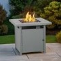 electriQ Outdoor Gas Flame Fire Pit Table - Square in Grey Metal Rattan Effect