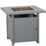 electriQ Outdoor Gas Flame Fire Pit Table - Square in Grey Metal Rattan Effect