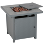 electriQ Outdoor Gas Flame Fire Pit Table - Square in Grey Metal Rattan Effect